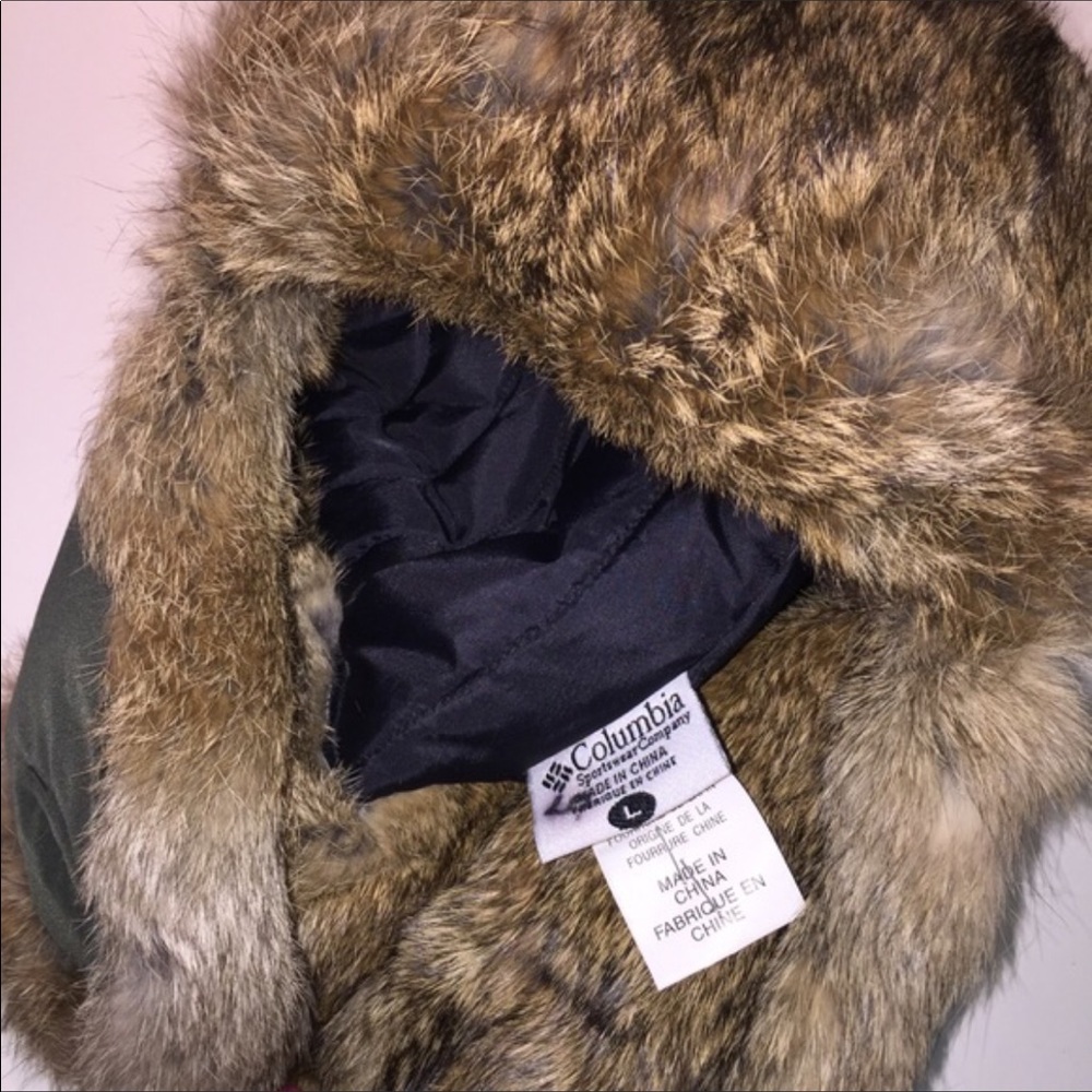 Columbia Lg RabbitFur Insulated Bomber Hat DkGreen - Picture 7 of 8